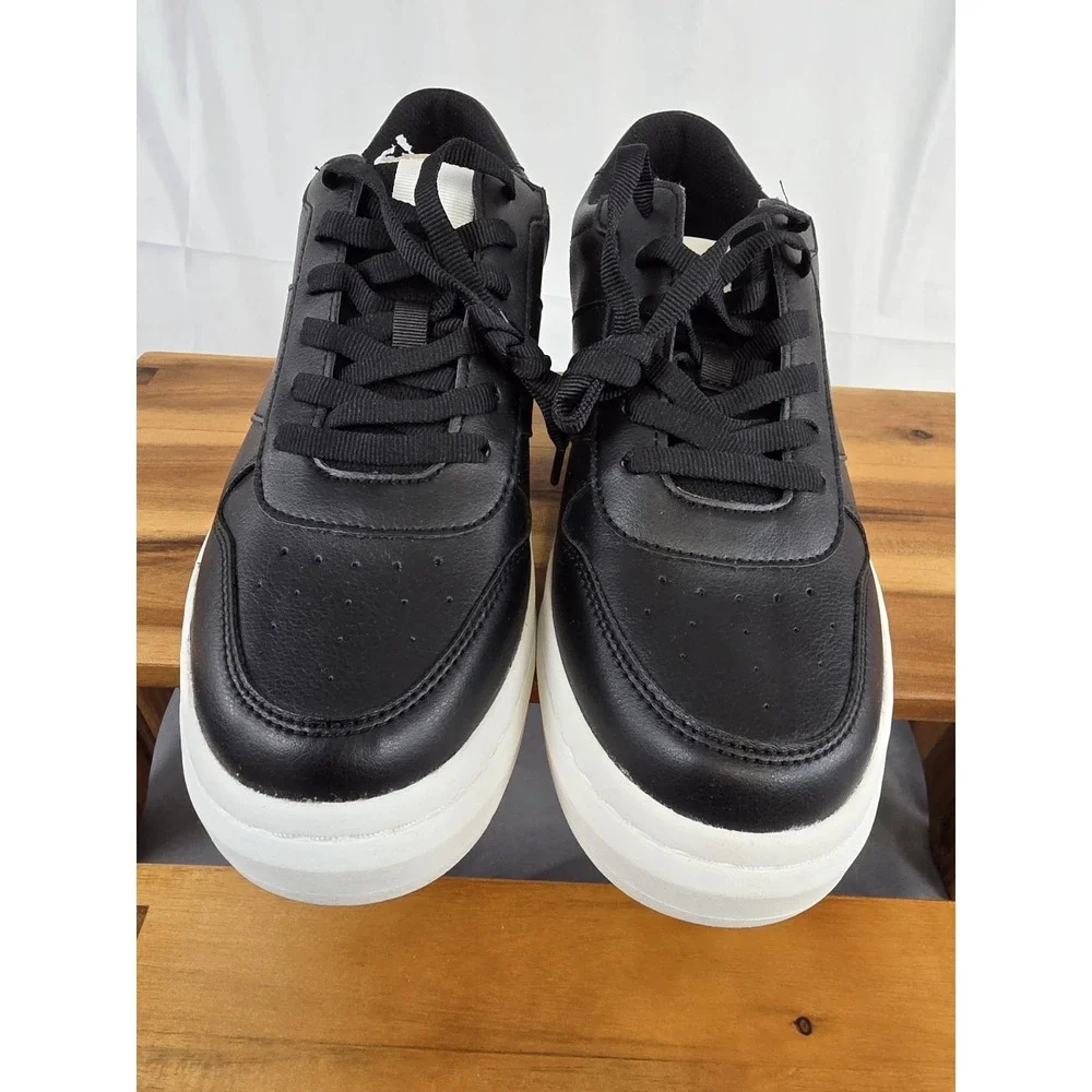 Dr Scholls Savoy Black Leather Lace Up Platform Sneakers Shoes Womens 10 M NIB